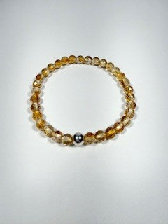 Faceted Citrine Bracelet with Sterling Silver Bead