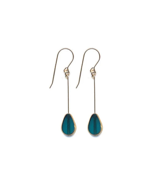 Teal Petal Drop Earrings