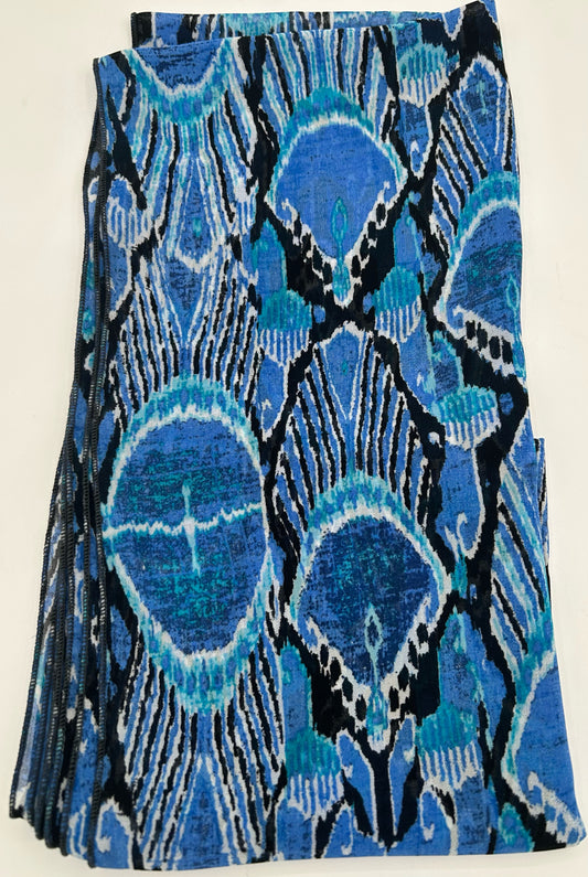 Shades of Blue Peacock Feathers Scarf