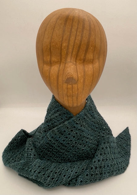 Sea Blue-Green Wool, Silk, and Bamboo Blend Crochet Triangle Shawlette