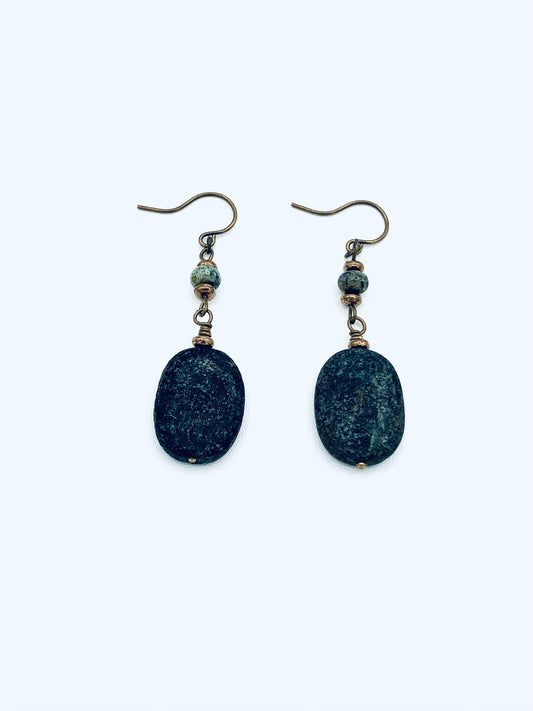 Czech Glass Earrings, Black