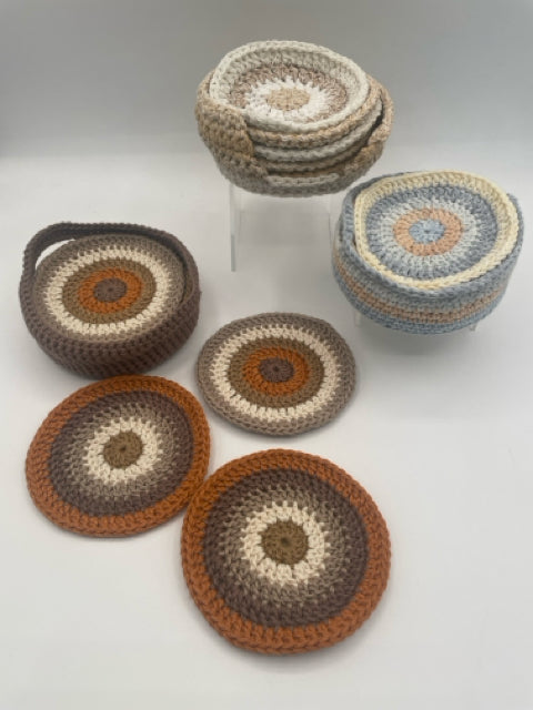 Cotton Crochet Coaster Set Caddy