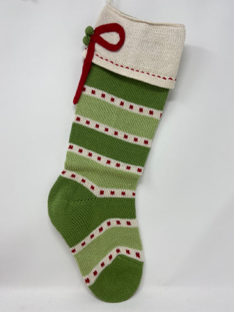 Green Stripe stocking with bow