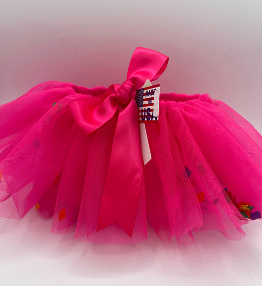 7" Ribbon Confetti Tutu in Hot Pink