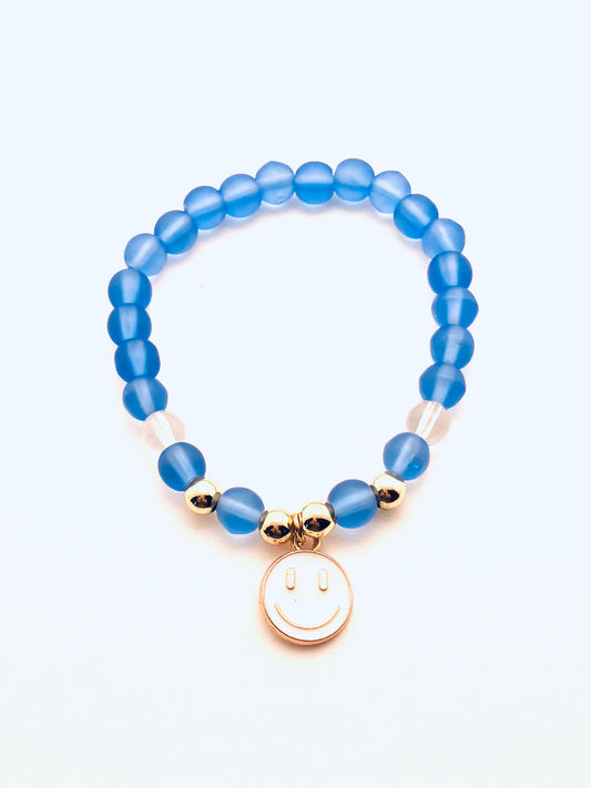 Blue Smiley Face Bracelet, Kids