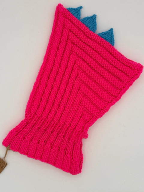 Youth Large Acrylic Hot Pink and Blue Dinosaur Hat
