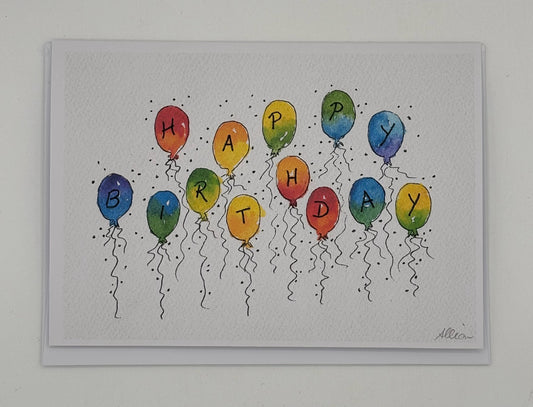 Rainbow Balloons Birthday Card