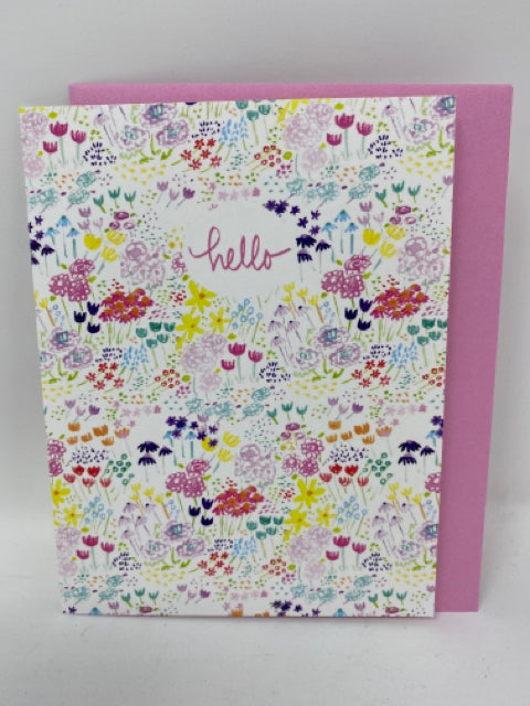 Pink Spring Hello Blank Card