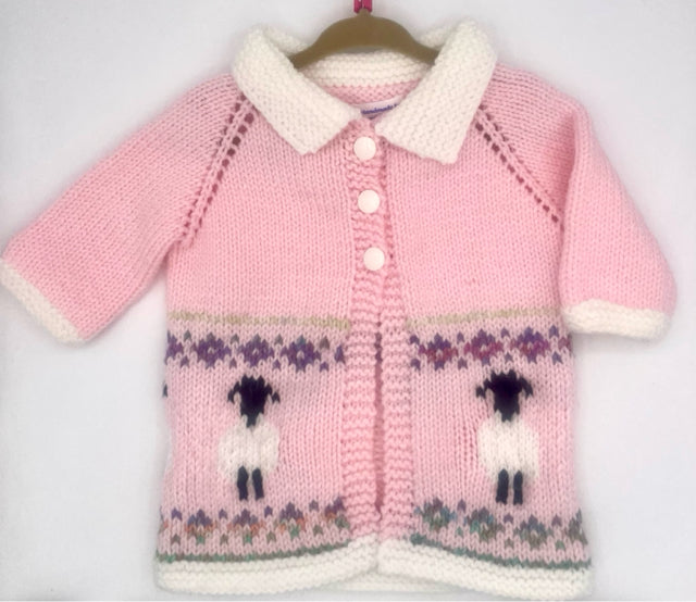 12 M Pink Acrylic Lambs Knit Coat