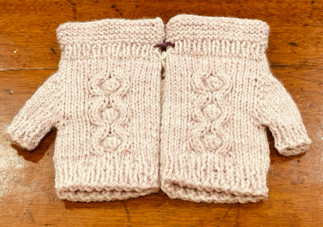 One Size Acrylic/Wool Blend Fingerless Gloves with Cables and Bobbles