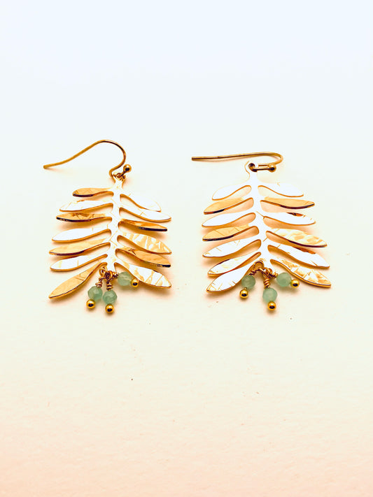 Vine Earrings with Chalcedony Beads