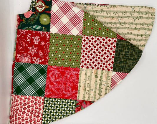 Patchwork on Green Sheet Music Christmas Tree Skirt