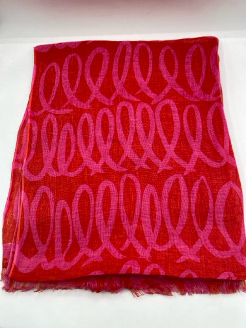 Red & Pink Verse Linen Scarf