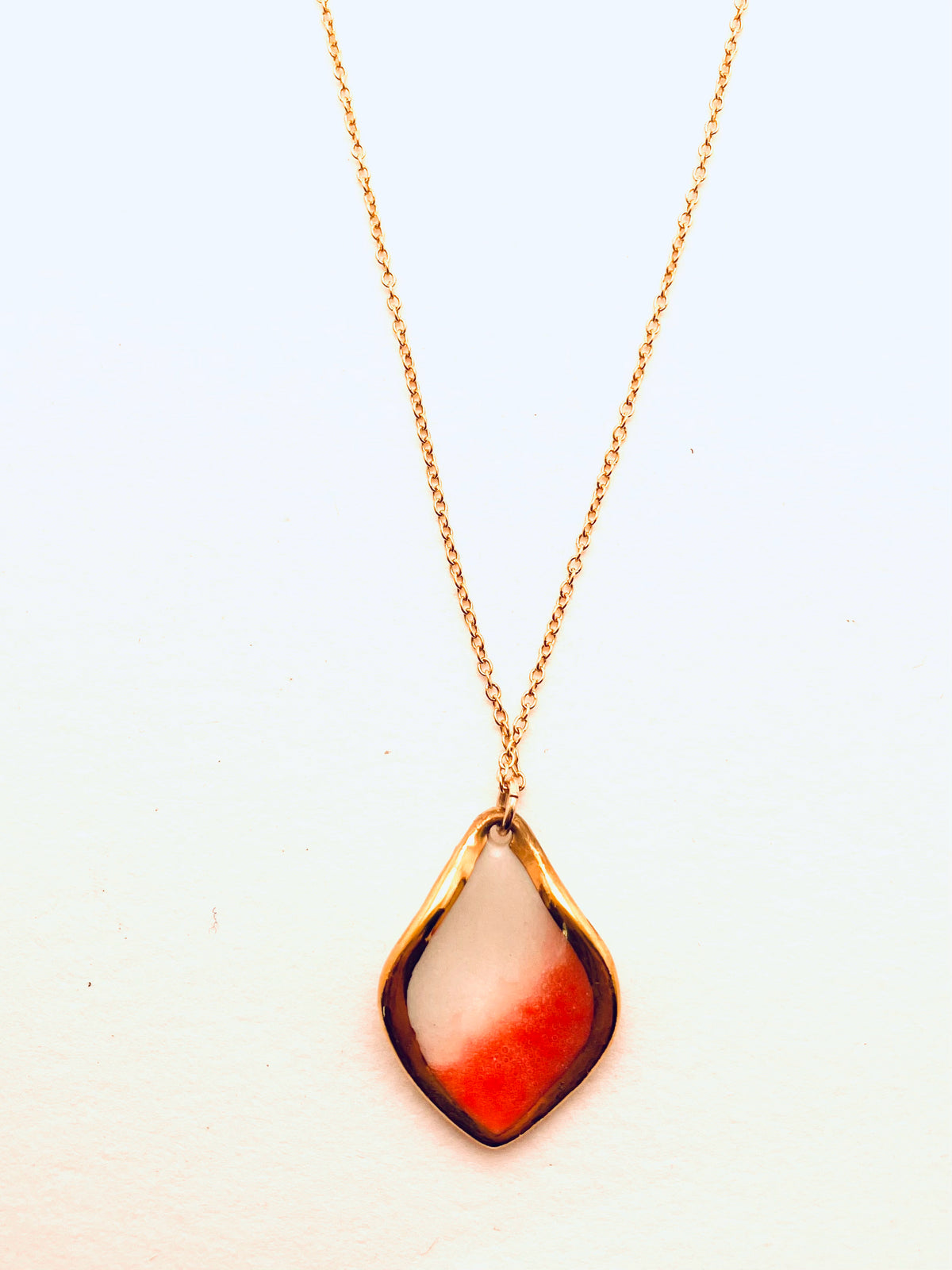 Coral Reef Marquise Necklace, Red Glaze