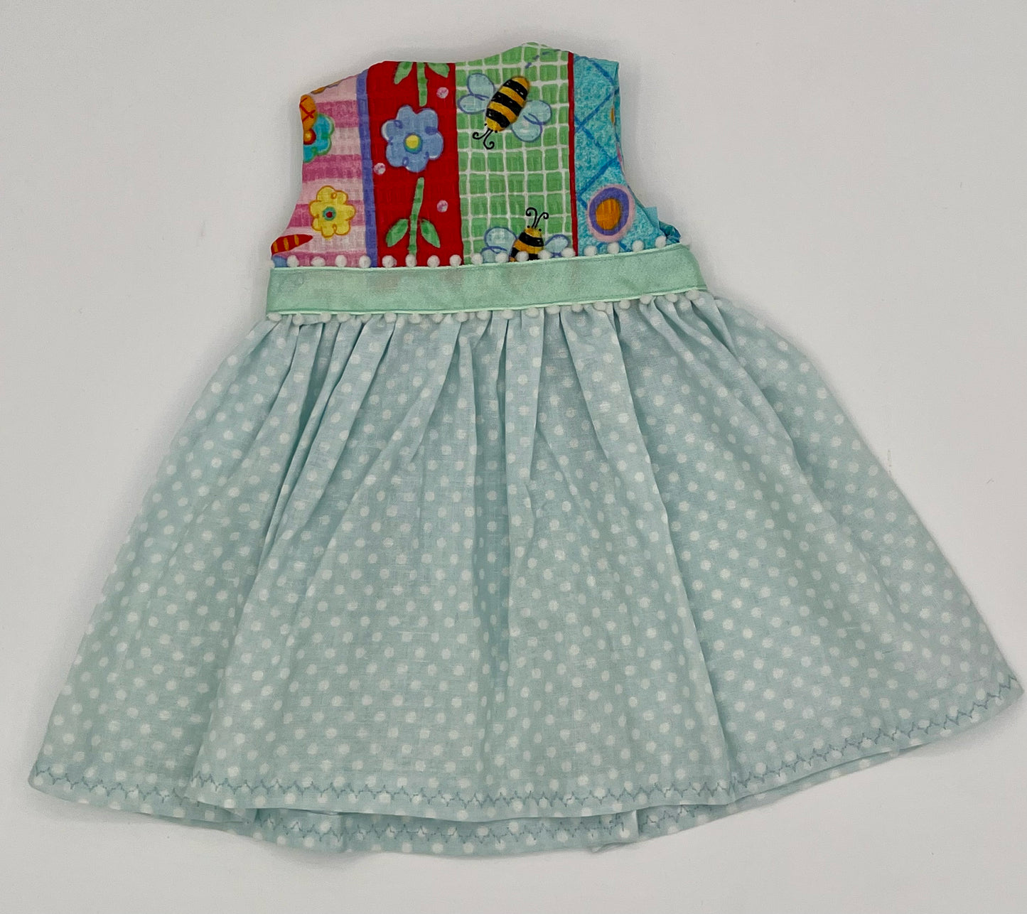 Sleeveless Aqua Dot Dress with Colorful Top for 18" Doll