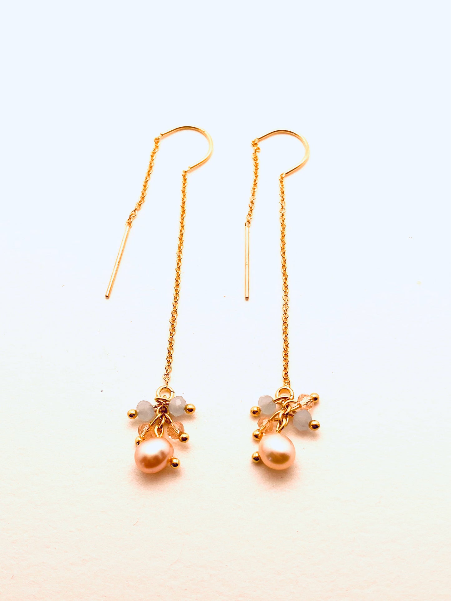 Long Drop Gold Filled Earrings with Pearls