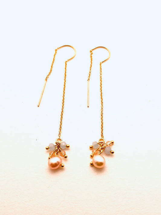 Long Drop Gold Filled Earrings with Pearls