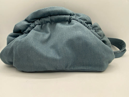 Denim Ruffle Crossbody Clutch