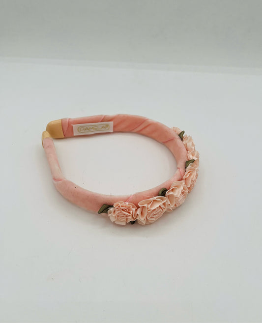 Pink Rosette Velvet Headband