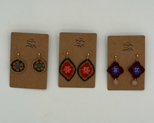 Crocheted Geometric Earrings