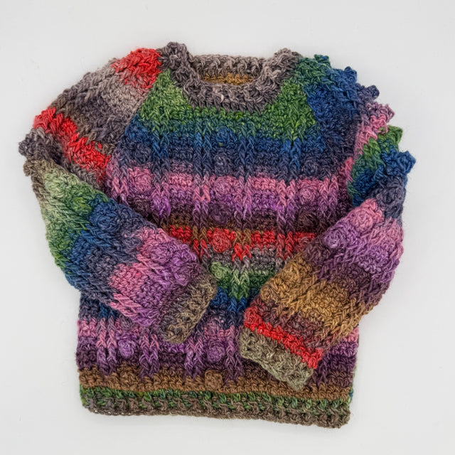 2 Y Multi Wool and Silk Crochet Pullover with Bobbles
