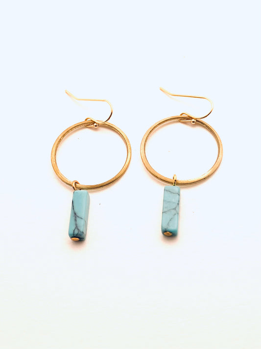 Open Hoops with Turquoise Earrings