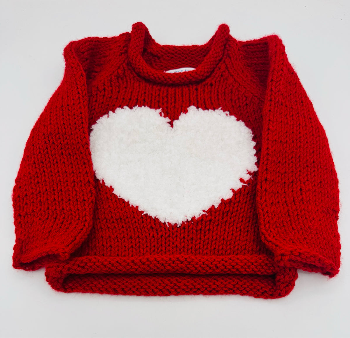 12-18 M Red Acrylic Knit Sweater with White Heart