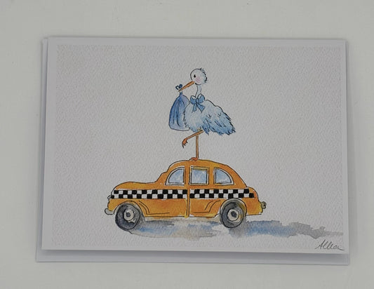 Blue Baby Cab -  New Baby Card