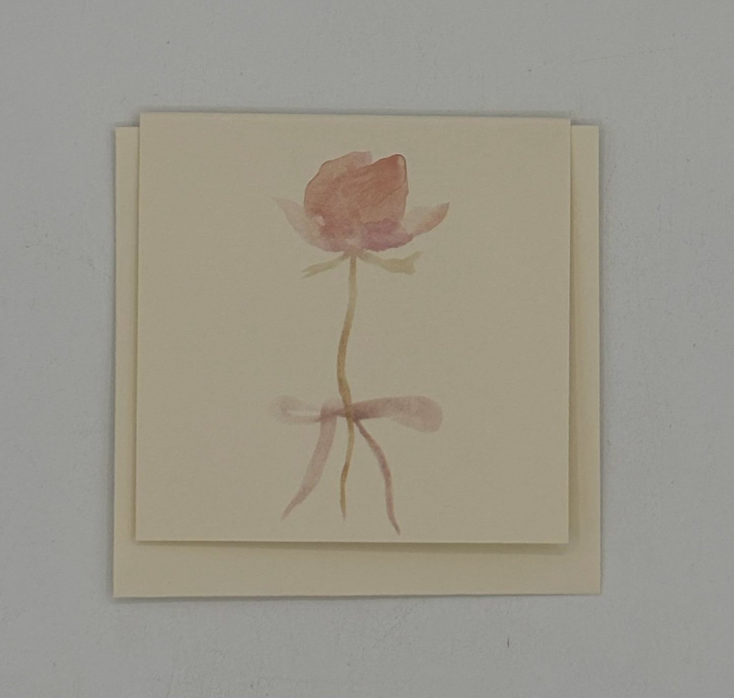 Mini Pink Rose with Bow Card