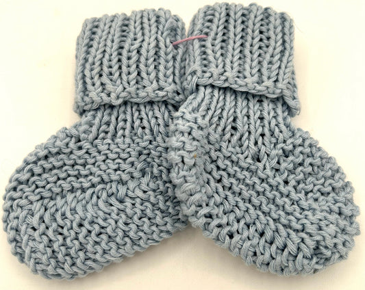 0-6 M Organic Cotton Knit Booties - Blue