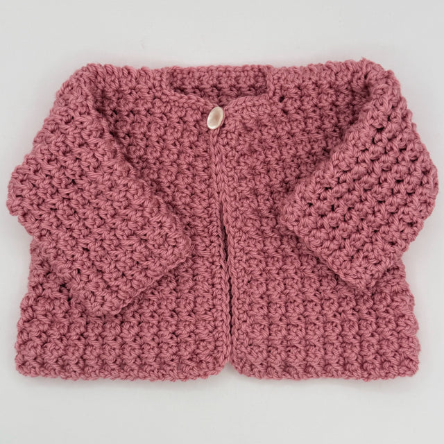 0-3 M Dusty Rose Acrylic Crochet Swing Jacket