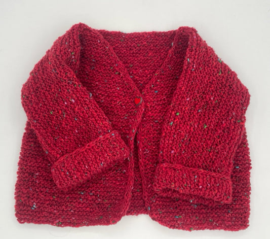 18 M Holiday Red Tweed Cashmere and Wool Blend Knitted Sweater