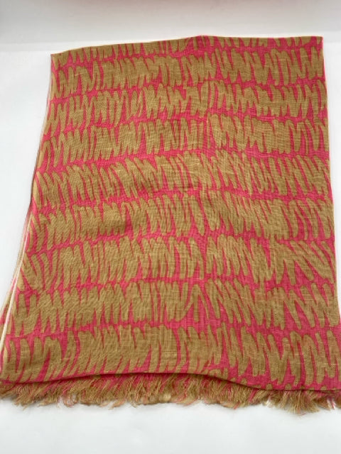 Beige & Pink Gesture Linen Scarf