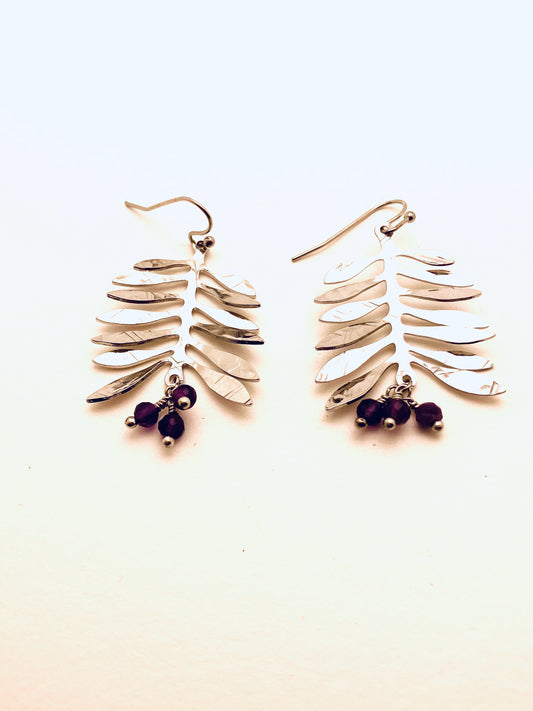 Vine Earrings with Amethyst beads