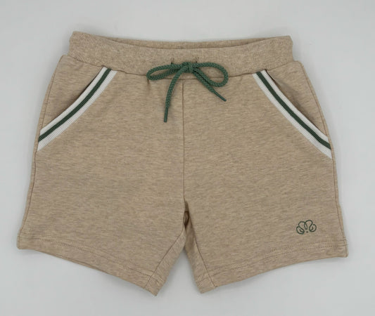 2Y Light Beige Shorts with Green and White Pocket Trim