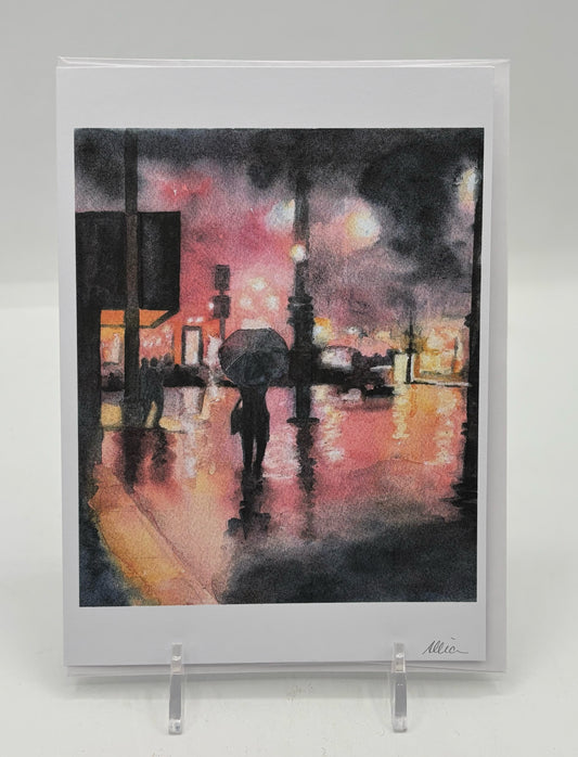 Rainy City Lights Card