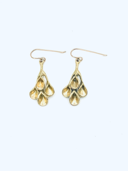 Four Flower Cluster Nu-gold filled wires Earrings