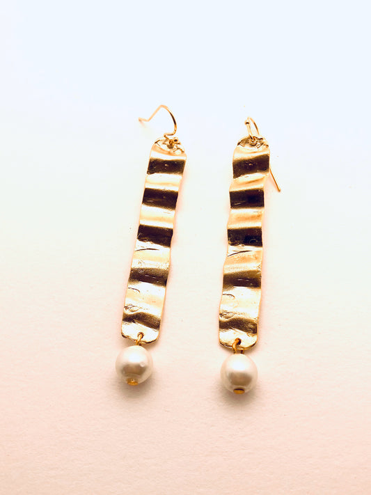 Wave and Pearl Earrings