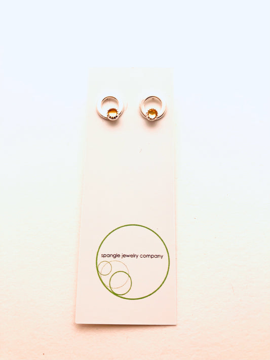 Open Circle Studs, with Citrine