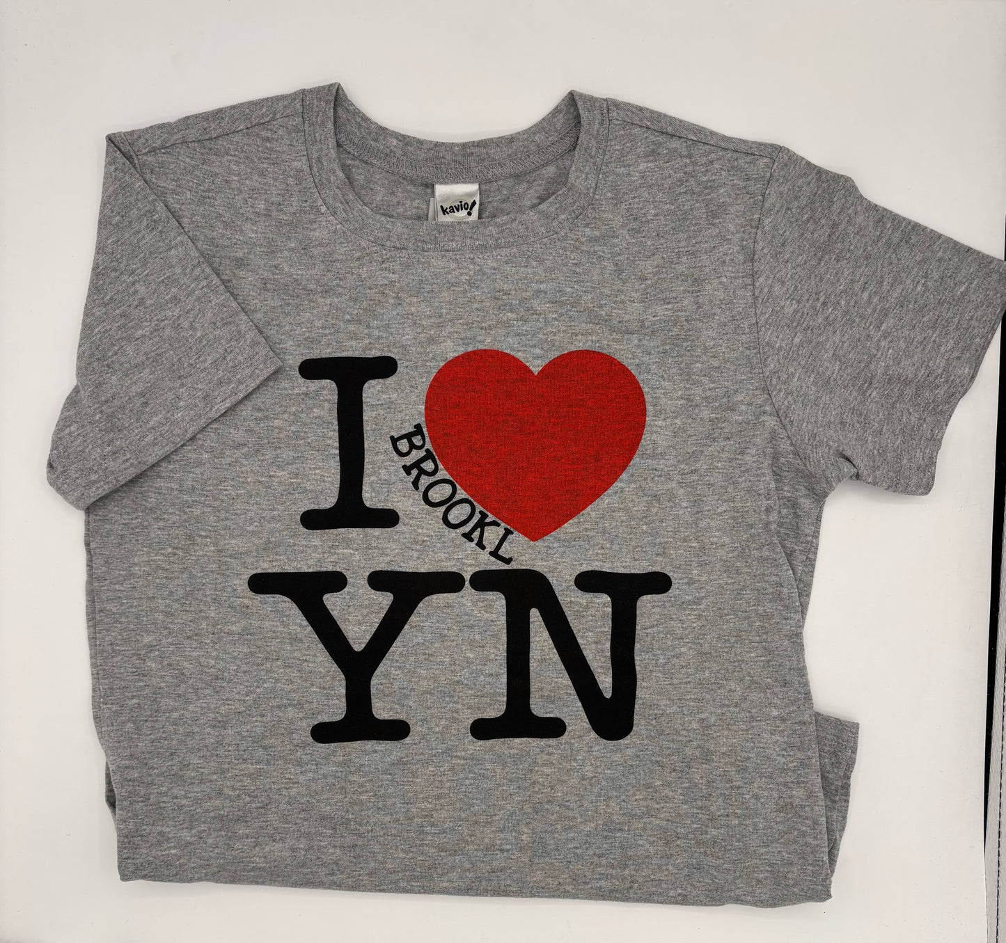 I Heart BkNY red on heather gray youth size S
