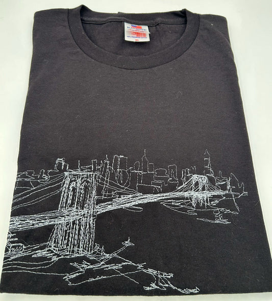 Brooklyn Bridge Art Embroidery Tee Black Size L