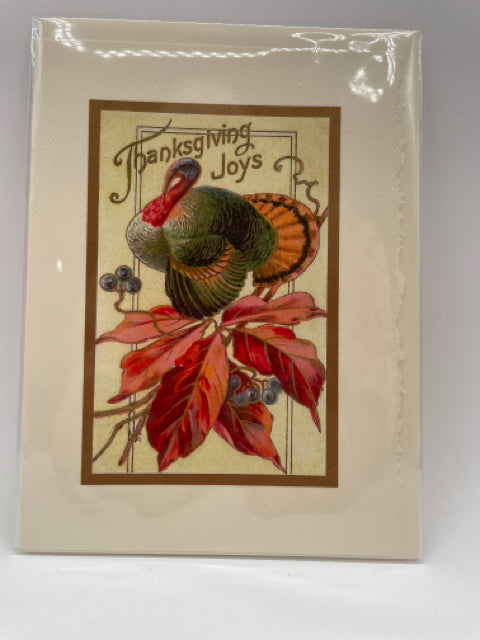Thanksgiving Turkey With Red Leaves Card