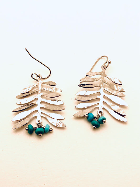 Vine Earrings with Turquoise Beads