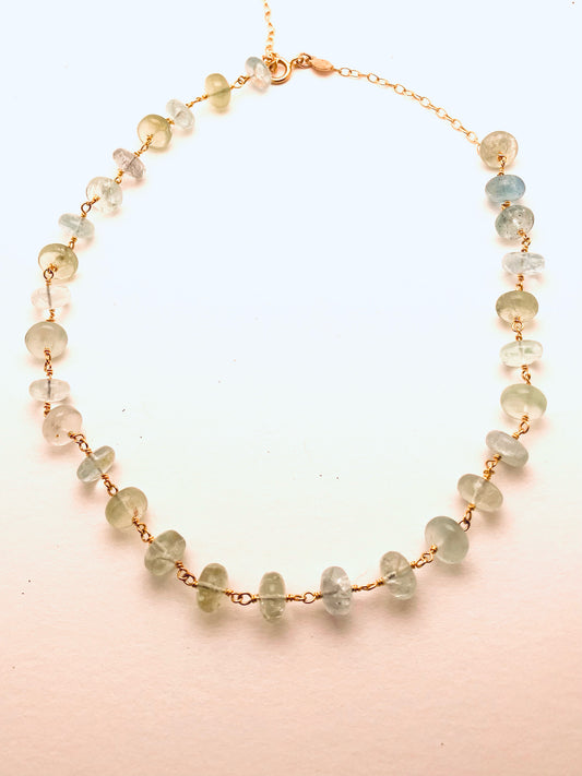 Aquamarines and Beryl Rondel Necklace