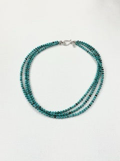 Turquoise & Silver Triple Strand Necklace