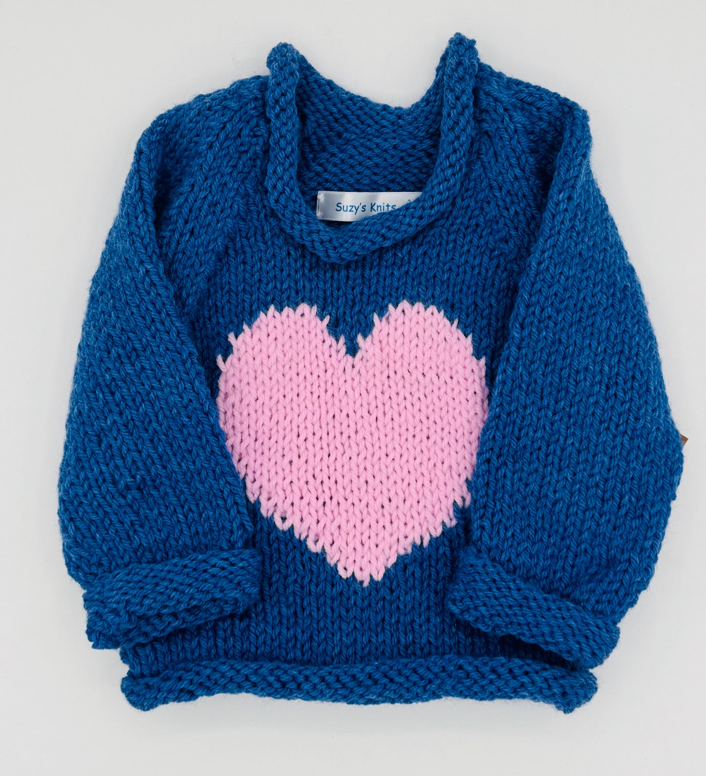 12 M Denim Blue Acrylic Knit Sweater with Heart
