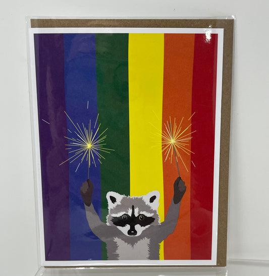 Rainbow Raccoon Card