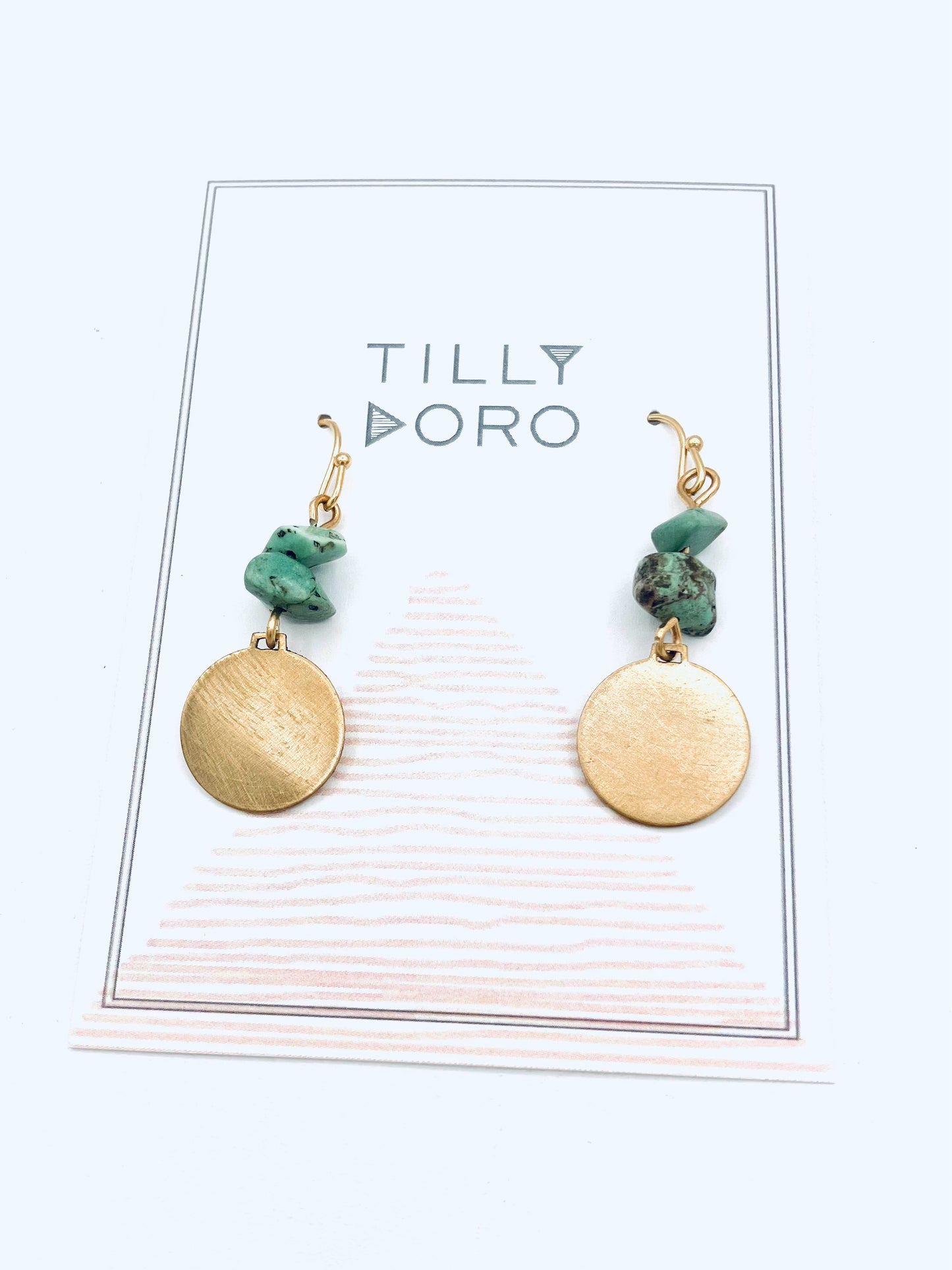 Green Stones with Disk Earrings