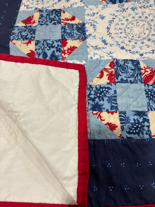 Red, White, Blue Quilt with Navy Border