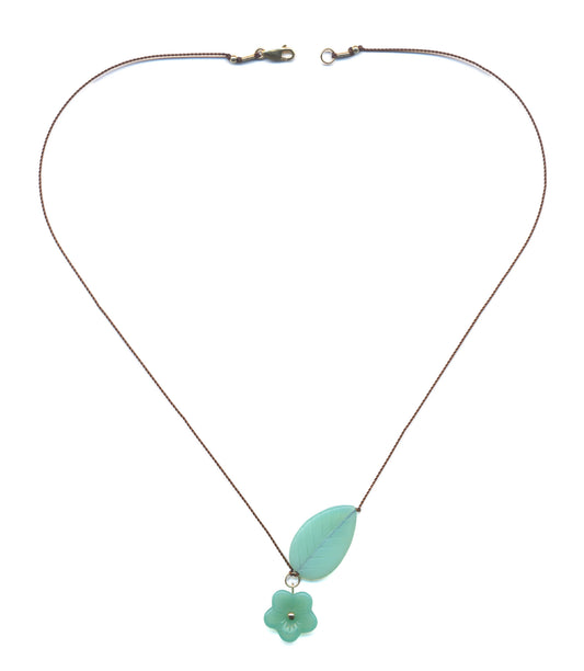 Growth - Green Glass Flower Necklace